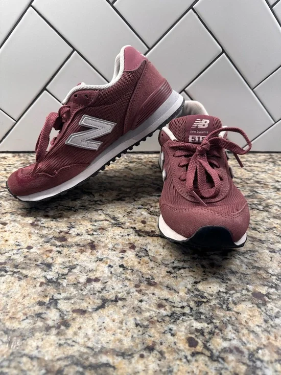 New Balance 515 Burgundy and White Low-Top Sneakers - Picture 2 of 5